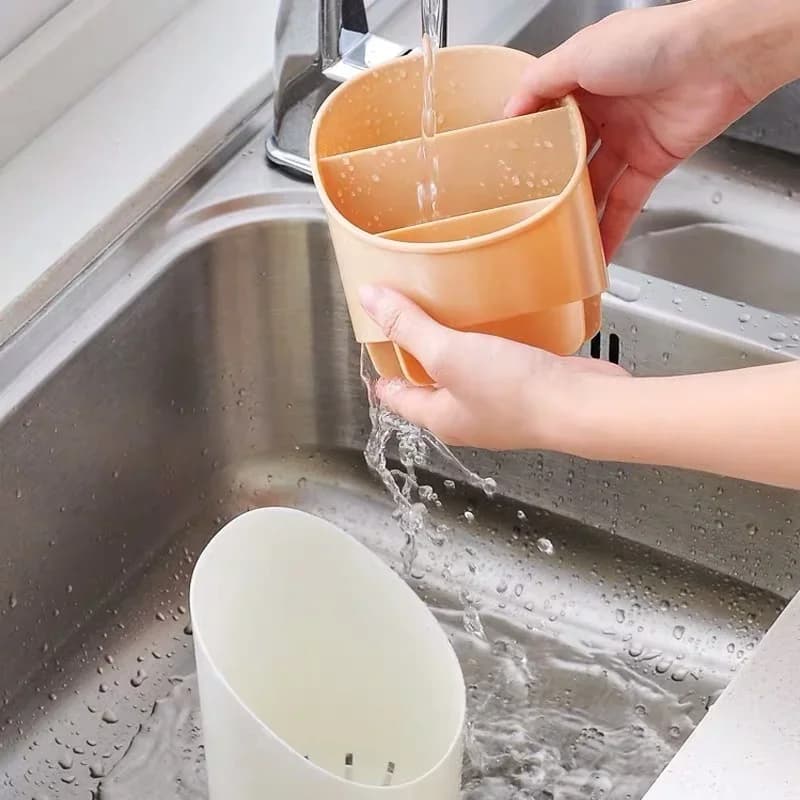 Ống Cắm Đũa Muỗng Dao Kèm Khay Hứng Nước Tiện Dụng Bằng Nhựa