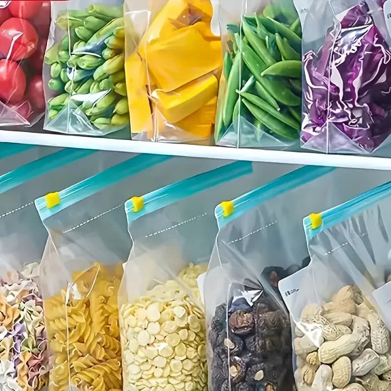 Set 10-90 túi zip bảo quản thực phẩm tươi sống chống rò rỉ trữ đông rau củ quả hạt thịt
