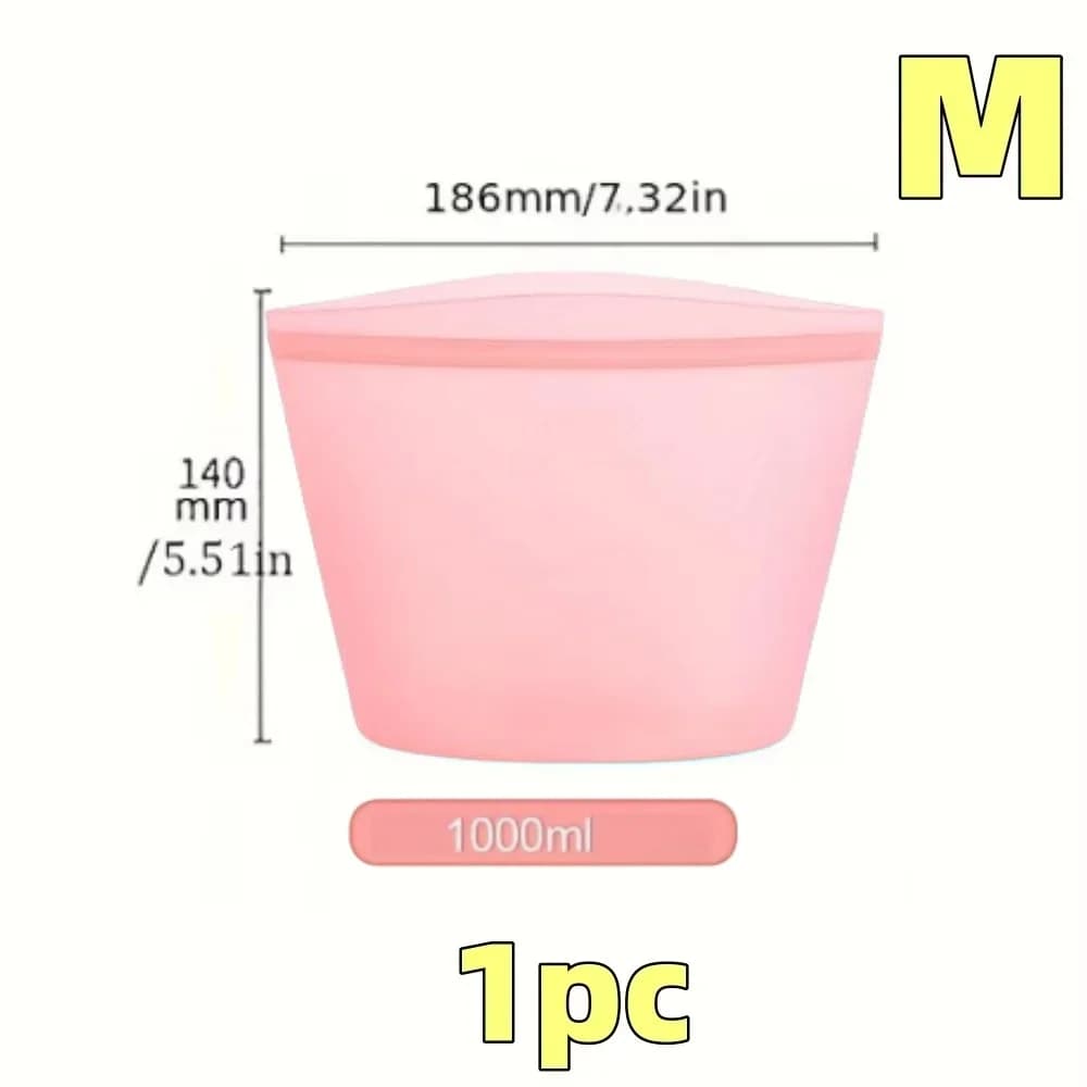 Set 1/3 Túi Silicon Đựng Thực Phẩm Ziplock Chống Rò Rỉ Bảo Quản Tủ Lạnh