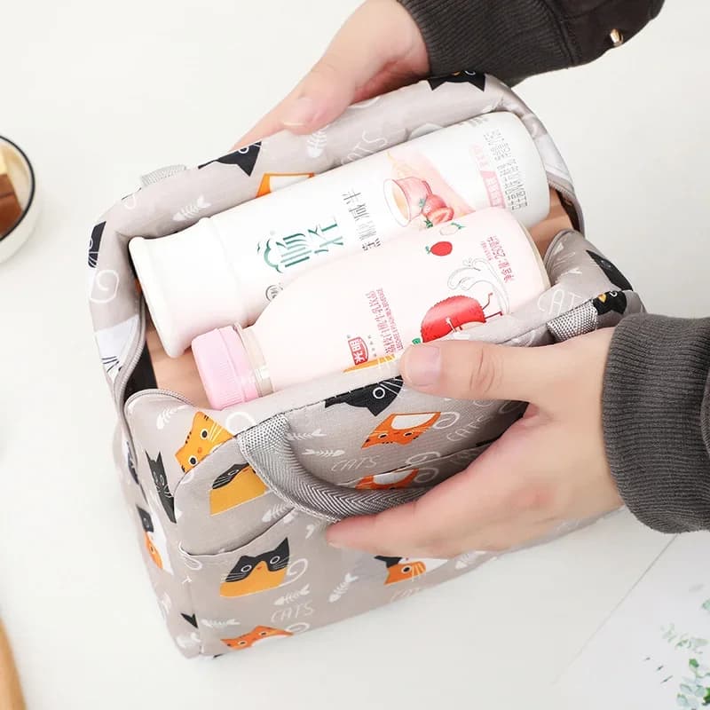 Túi giữ nhiệt đựng hộp cơm trưa nhiều màu dung tích lớn lót màng nhôm dày dặn