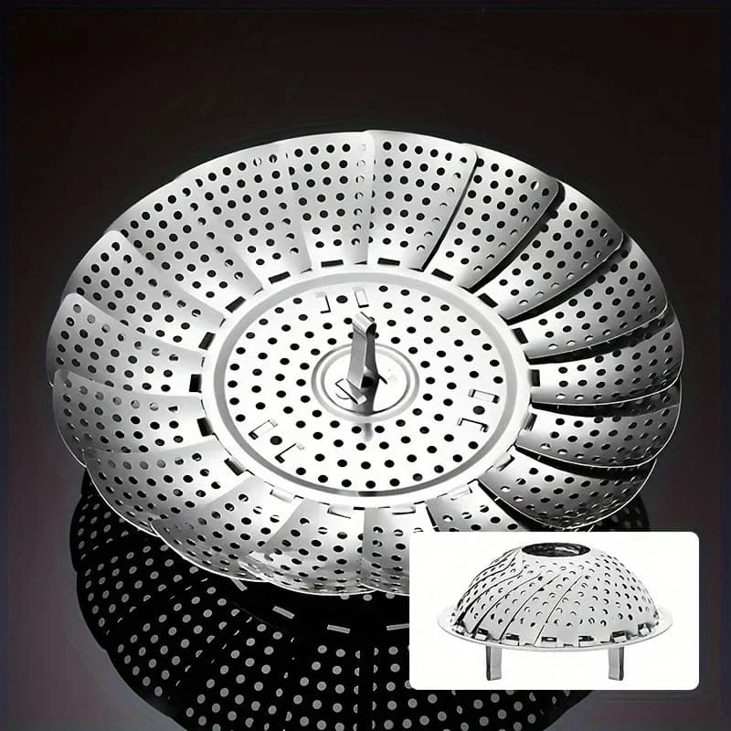 Xửng Hấp Inox Gấp Gọn Co Giãn 6-10.5 Inch Cho Nồi | Vỉ Hấp Rau Củ Bền Đẹp Dễ Vệ Sinh