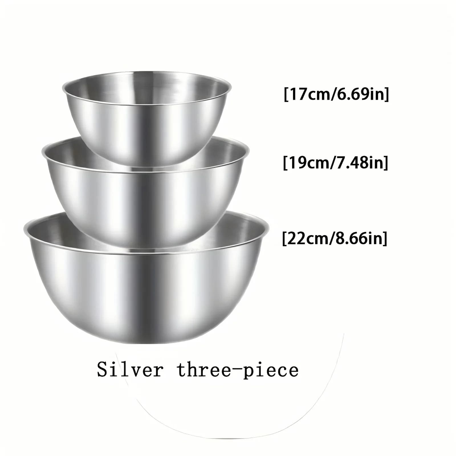 Bộ 3 Thau Trộn Inox Cao Cấp Đựng Salad Nhào Bột Tiện Lợi Cho Nhà Bếp