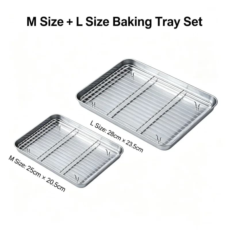 Khay nướng inox kèm giá lưới đa năng cho lò nướng BBQ bánh ngọt