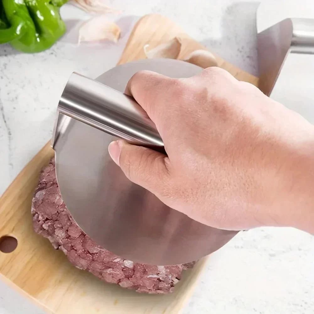Khuôn ép thịt burger inox dày dặn | Dụng cụ nén thịt smash burger chống dính cho tiệc nướng BBQ