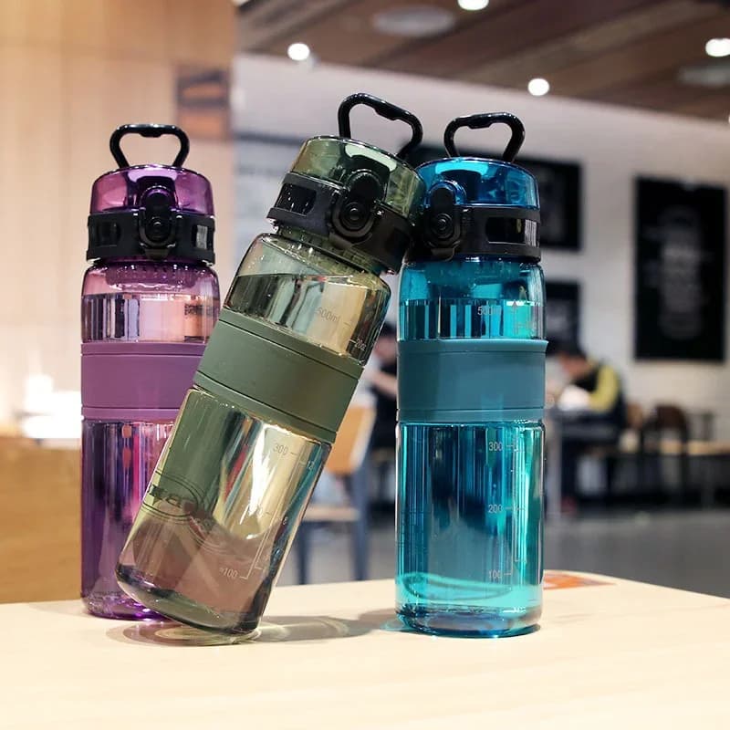 Bình nước thể thao 500ml chống rò rỉ trong suốt có lưới lọc trà