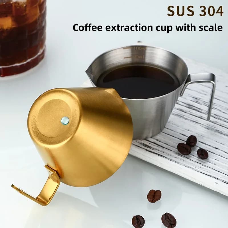 Cốc Đong Chiết Xuất Cà Phê Espresso Inox 304 Có Vạch Chia Tiện Lợi