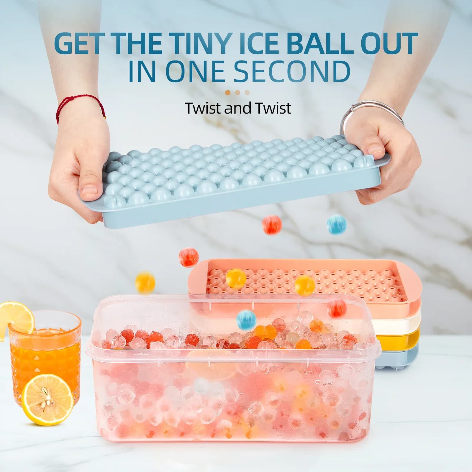 Khay làm đá viên tròn mini 104 ô tiện lợi cho quầy bar, cocktail, cà phê