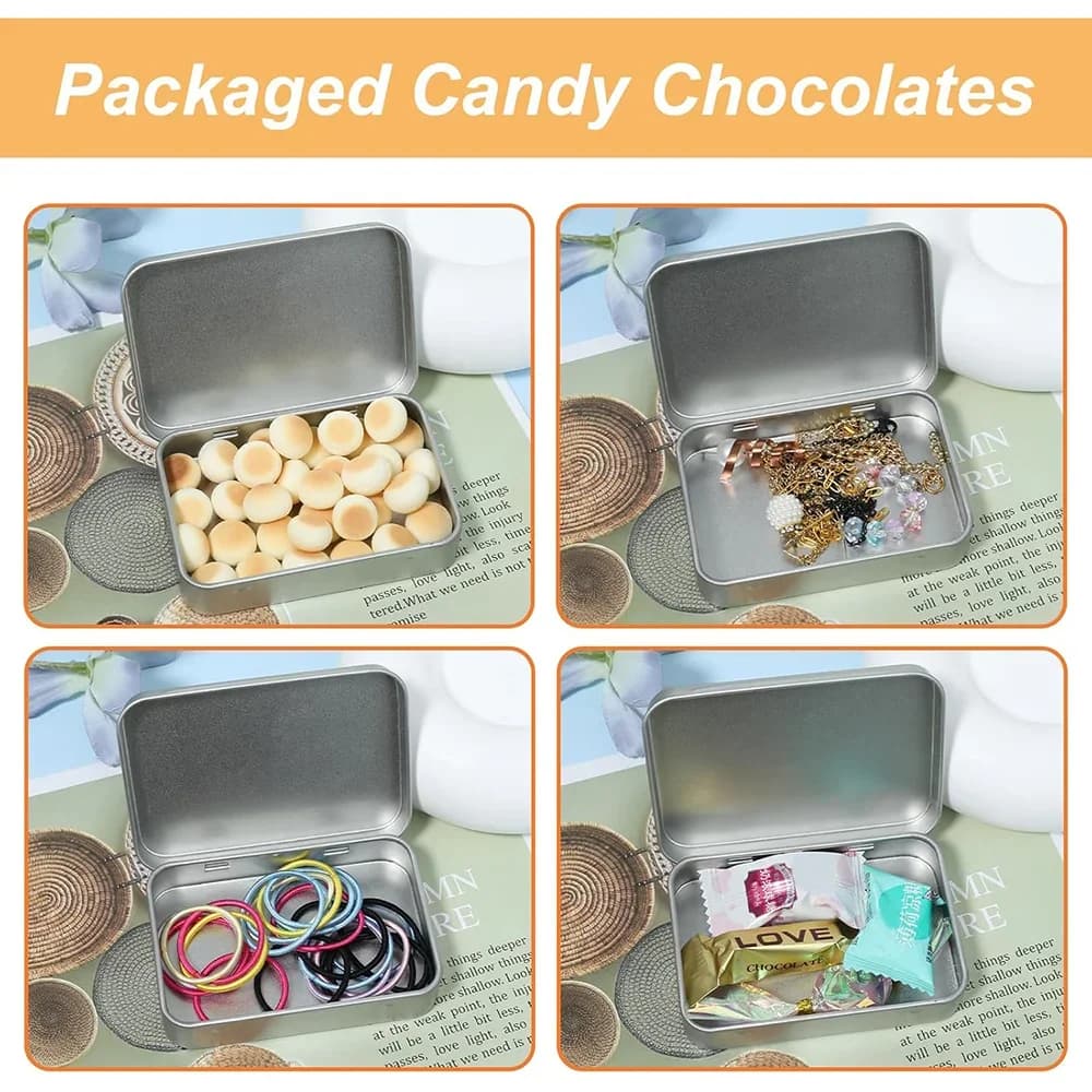 Bộ 6 Hộp Thiếc Bản Lề Mini Bằng Kim Loại Có Nắp Tiện Lợi - Đựng Kẹo, Đồ Thủ Công, Vật Dụng Nhỏ