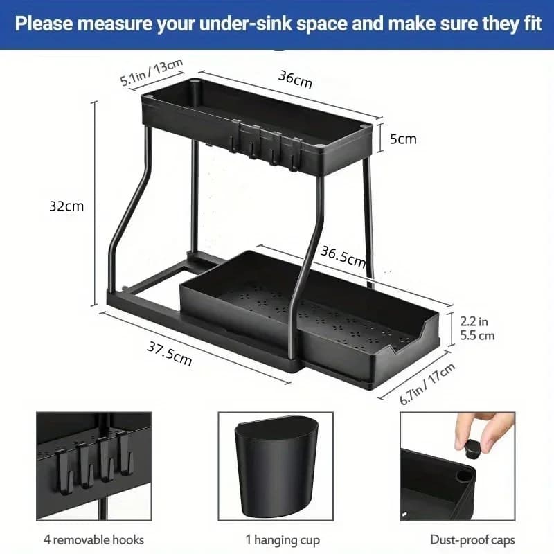 Kệ Kéo Nhiều Tầng Đa Năng Đựng Gia Vị Nhà Bếp, Đồ Dưới Bồn Rửa &amp; Nhà Tắm