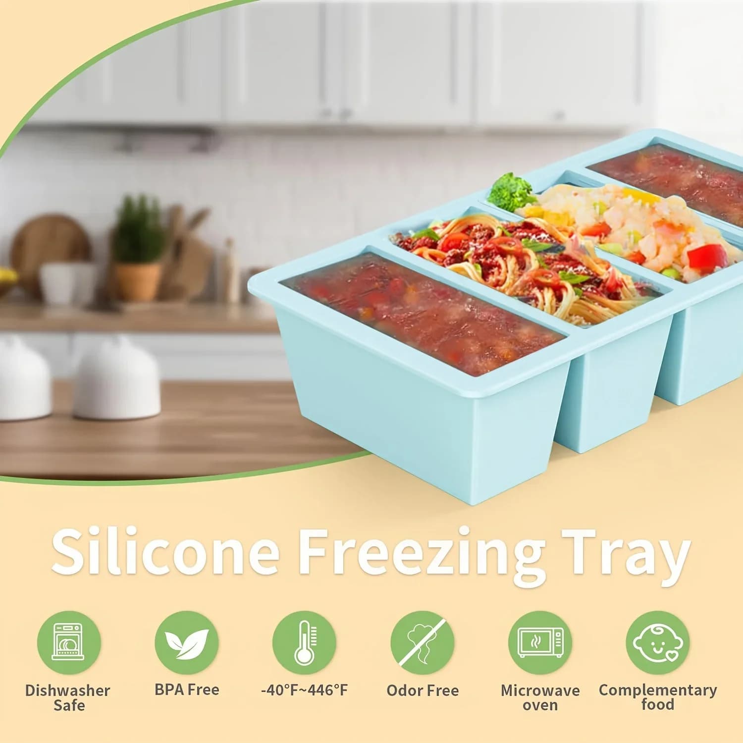 Bộ 1/4 khay làm đá que chữ nhật có nắp đậy xếp chồng tiện lợi cho bình nước