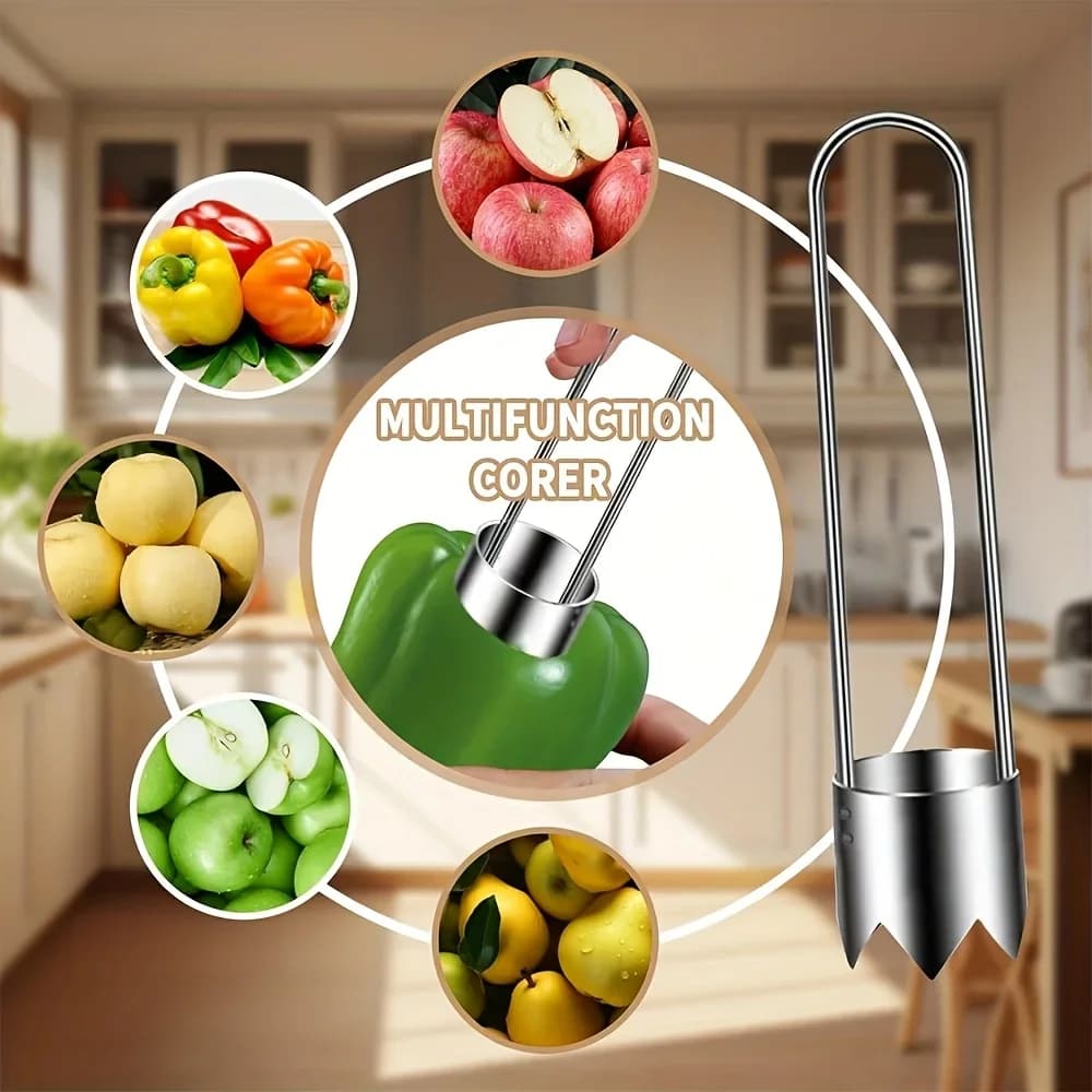 Dụng cụ lấy lõi hoa quả inox 1/2/3 món cho táo, ớt chuông, cà chua bền đẹp