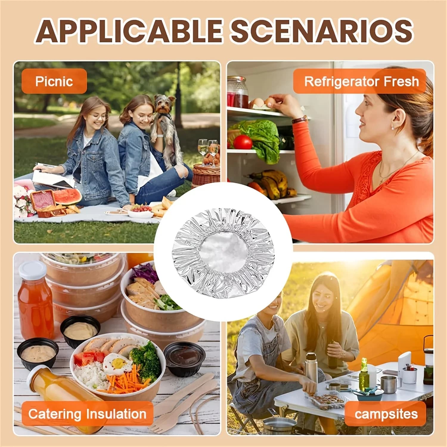 Set 10/100 Màng Bọc Giấy Bạc Bọc Bát Đĩa Cách Nhiệt Giữ Ấm Thực Phẩm Tiện Lợi