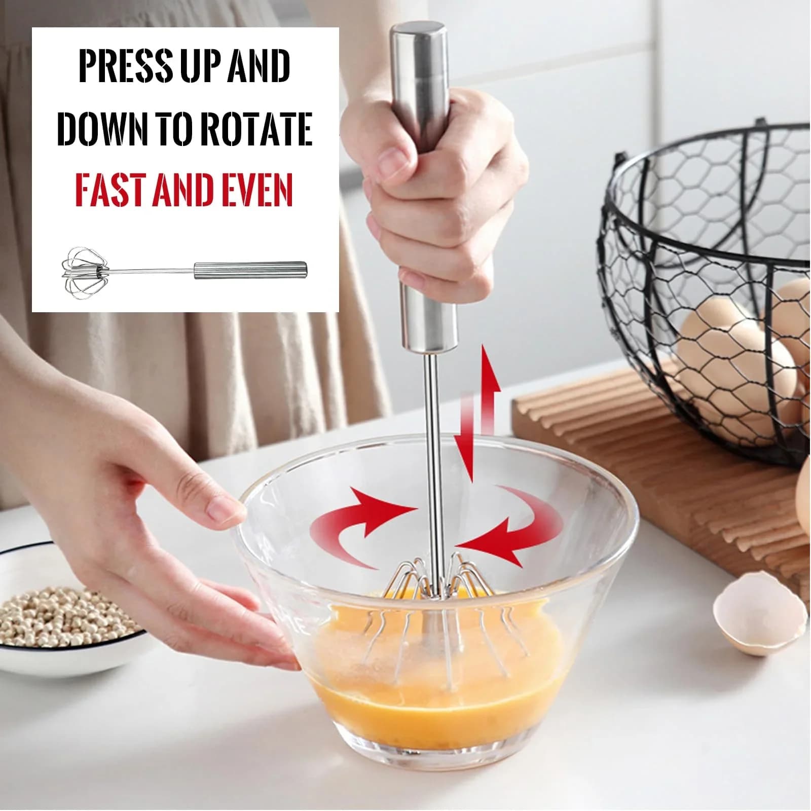 Cây Đánh Trứng Bán Tự Động Inox Dụng Cụ Đánh Bọt Kem Làm Bánh