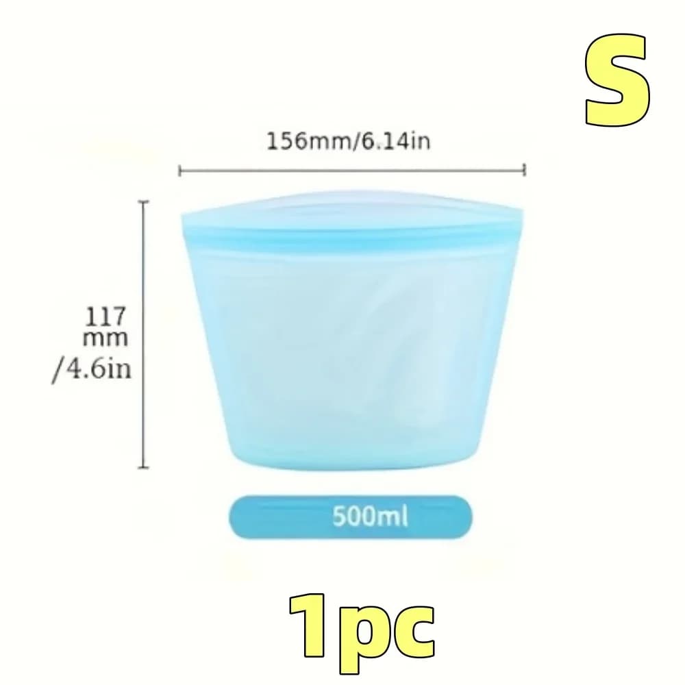 Set 1/3 Túi Silicon Đựng Thực Phẩm Ziplock Chống Rò Rỉ Bảo Quản Tủ Lạnh