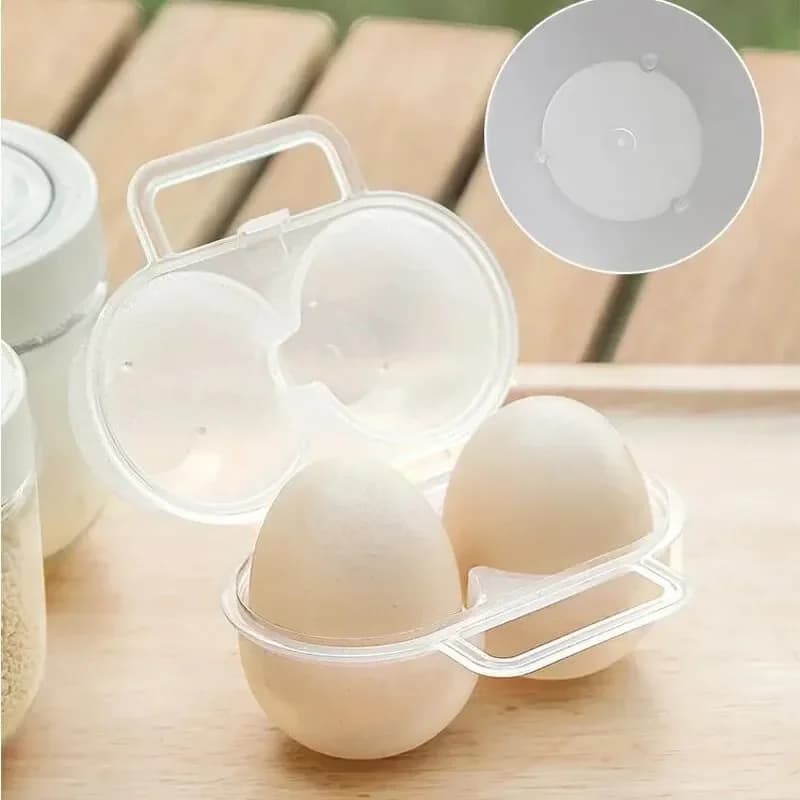 Hộp Đựng Trứng 2 Ngăn Di Động Bằng Nhựa Chống Sốc Chống Vỡ Dã Ngoại (1 Cái)
