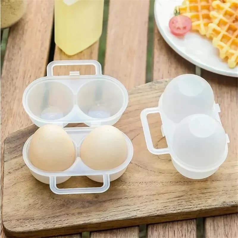 Hộp Đựng Trứng 2 Ngăn Di Động Bằng Nhựa Chống Sốc Chống Vỡ Dã Ngoại (1 Cái)