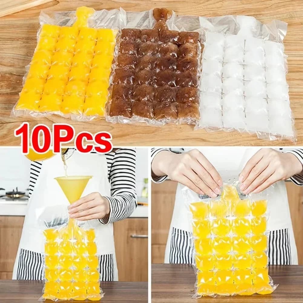 Túi làm đá viên dùng một lần 10-100 cái/gói, túi tạo đá tự khóa miệng tiện lợi