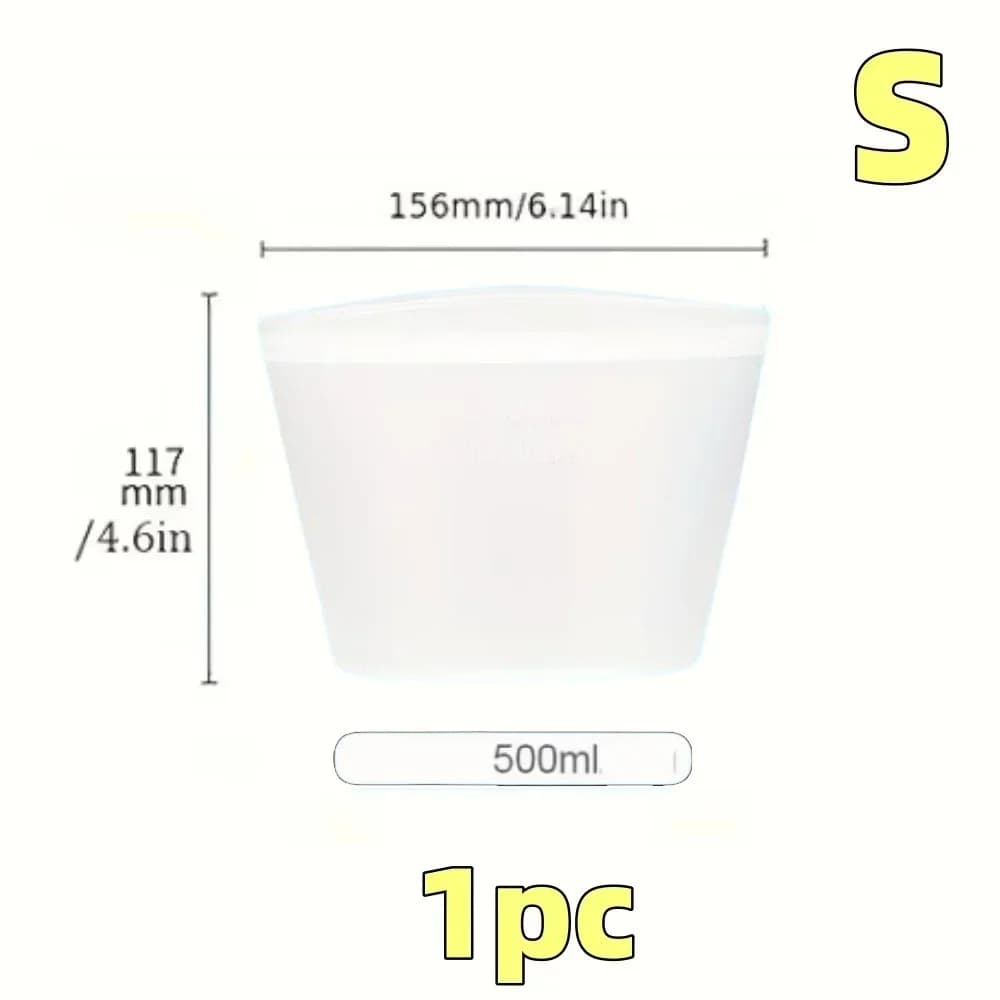 Set 1/3 Túi Silicon Đựng Thực Phẩm Ziplock Chống Rò Rỉ Bảo Quản Tủ Lạnh