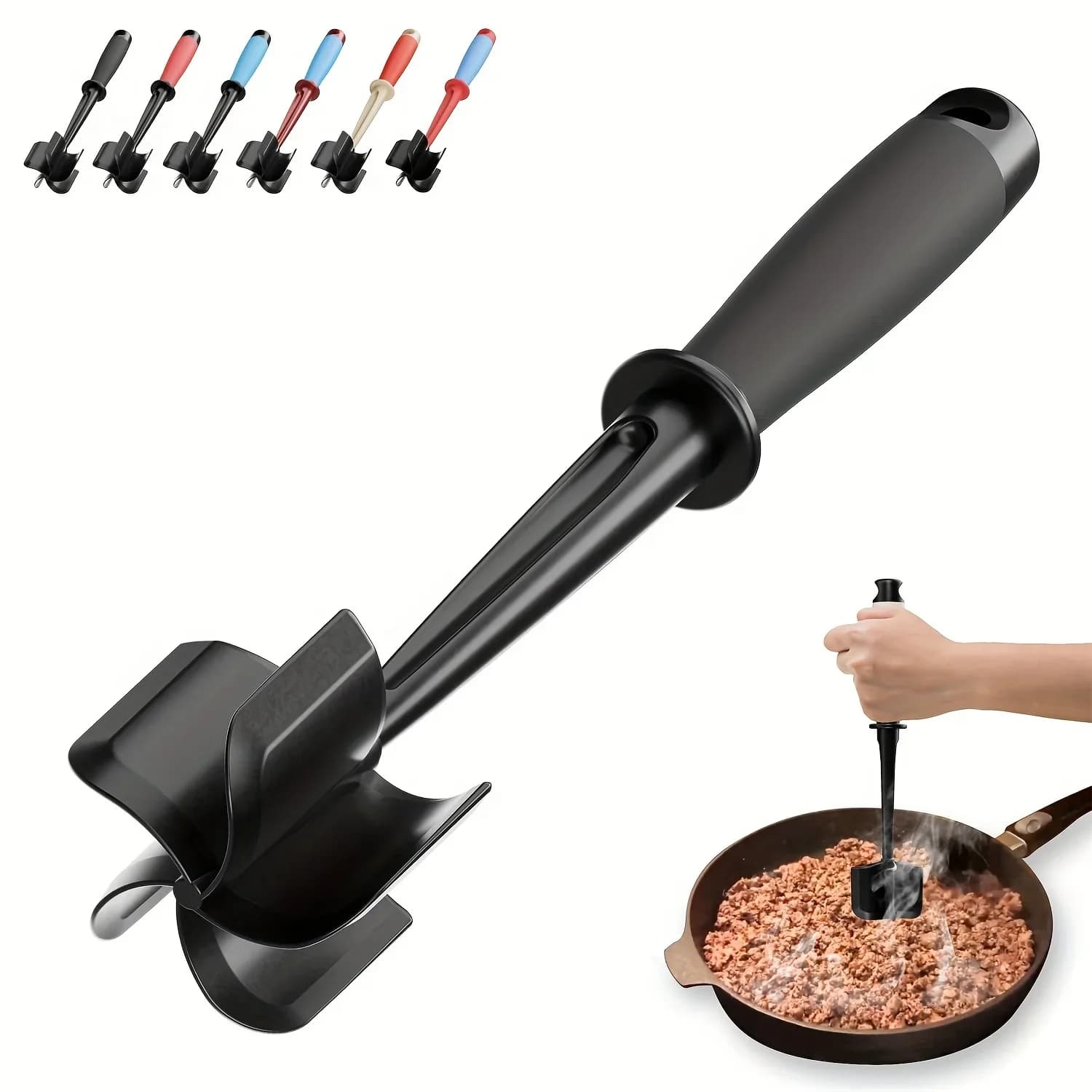 Dụng Cụ Băm & Dầm Thịt 5 Lưỡi Chống Dính Cho Burger/Khoai Tây Nghiền | Chịu Nhiệt Dùng Máy Rửa Chén