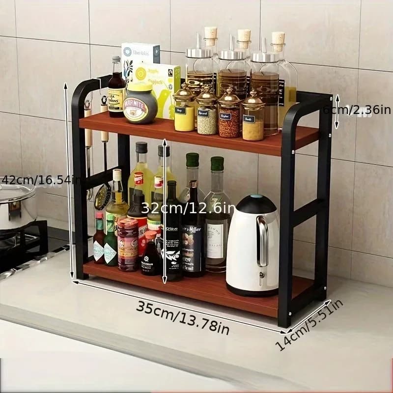 Kệ Kim Loại Để Bàn 2 Tầng Chống Gỉ Đựng Cà Phê, Ly Cốc & Gia Vị