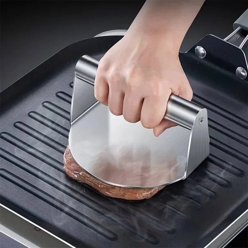 Khuôn ép thịt burger inox dày dặn | Dụng cụ nén thịt smash burger chống dính cho tiệc nướng BBQ