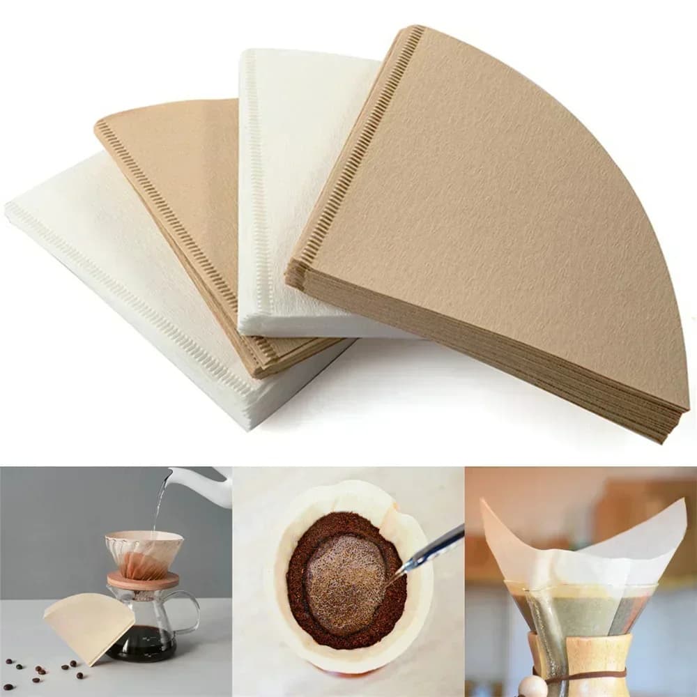 40/100 Tờ Giấy Lọc Cà Phê Chữ V V60 Không Tẩy Trắng Cho Pour Over Drip