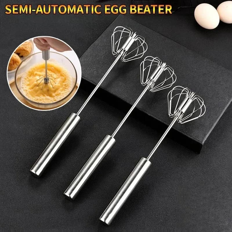 Cây đánh trứng bán tự động xoay tay, que đánh kem trộn bột làm bánh tiện lợi