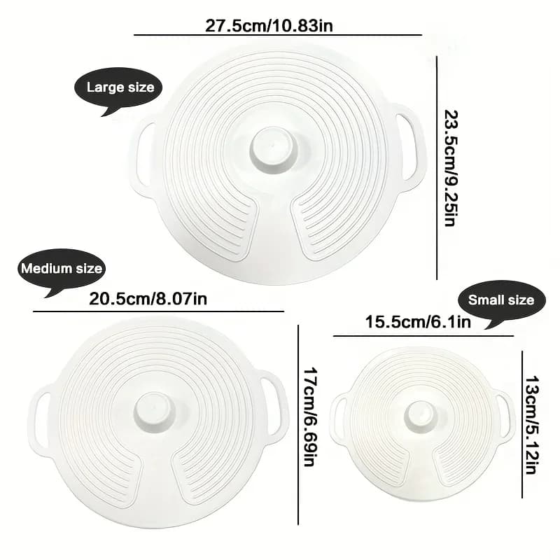 Bộ 3/6 Nắp Đậy Silicone Có Quai Cầm Kép Chịu Nhiệt Chống Bắn Lò Vi Sóng Tái Sử Dụng Cho Bát Đĩa Chảo