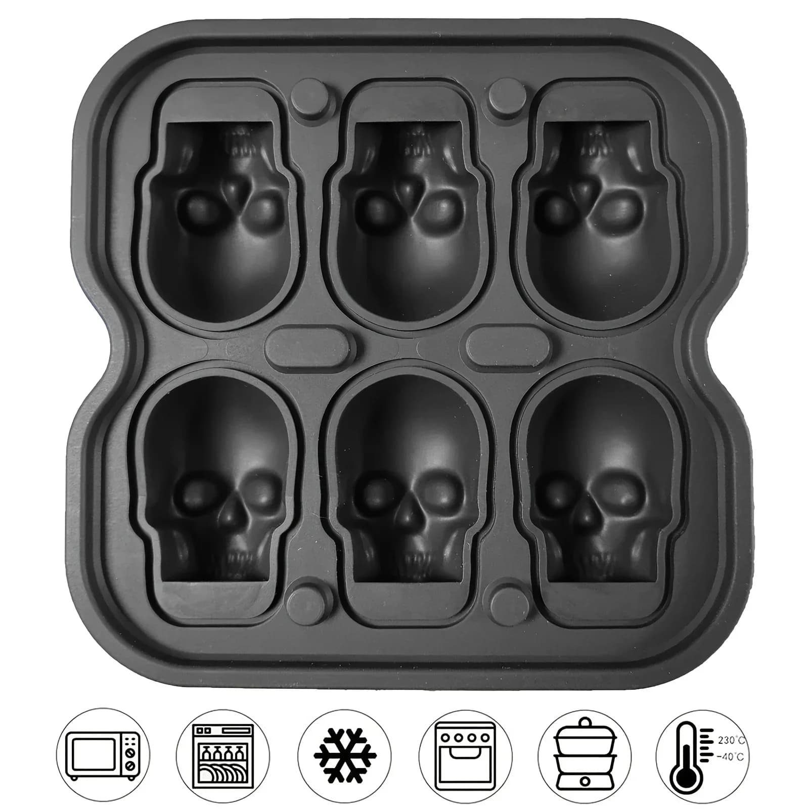 Khuôn Đá Silicon Hình Đầu Lâu 3D Không Chứa BPA Cho Cocktail