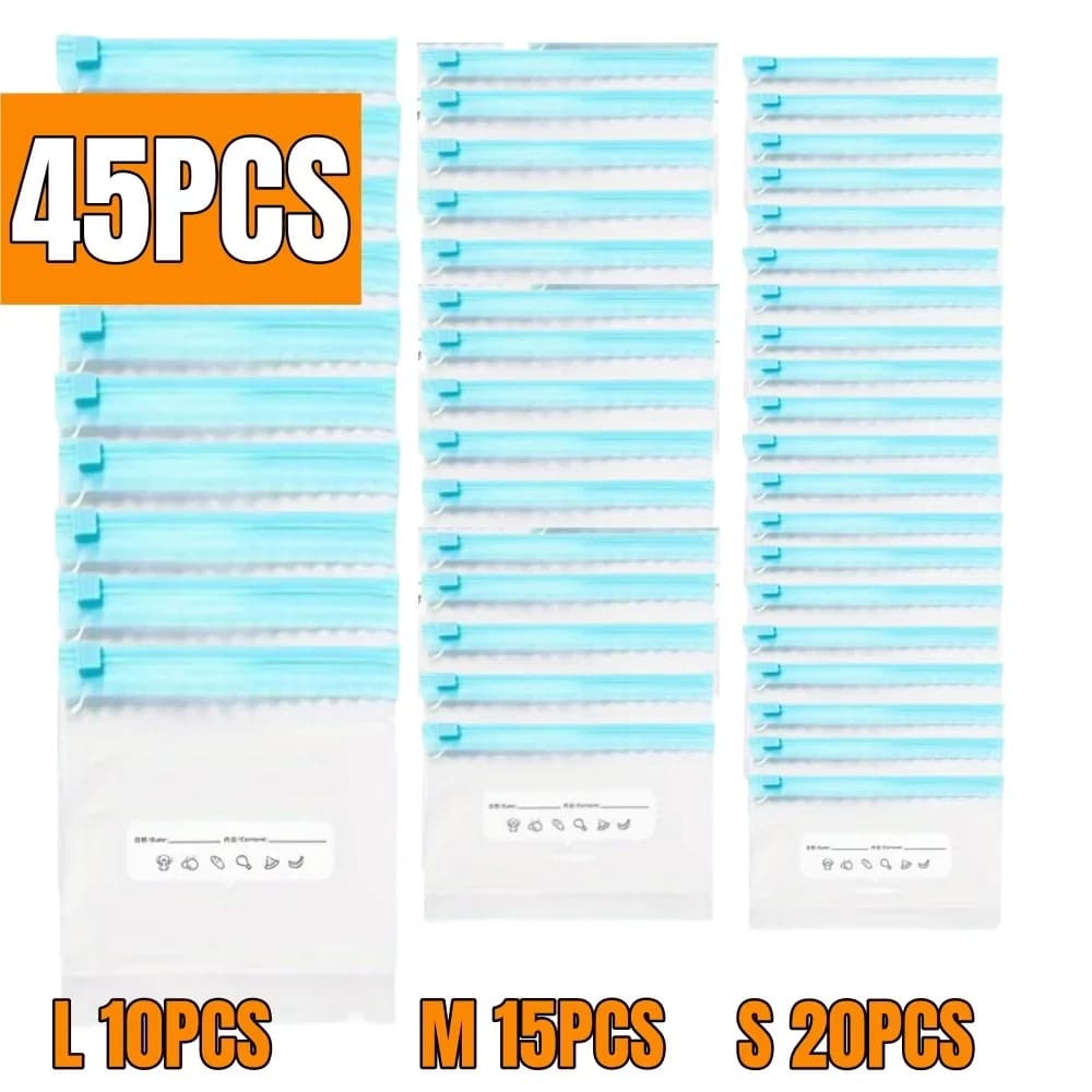Set 10-90 túi zip bảo quản thực phẩm tươi sống chống rò rỉ trữ đông rau củ quả hạt thịt