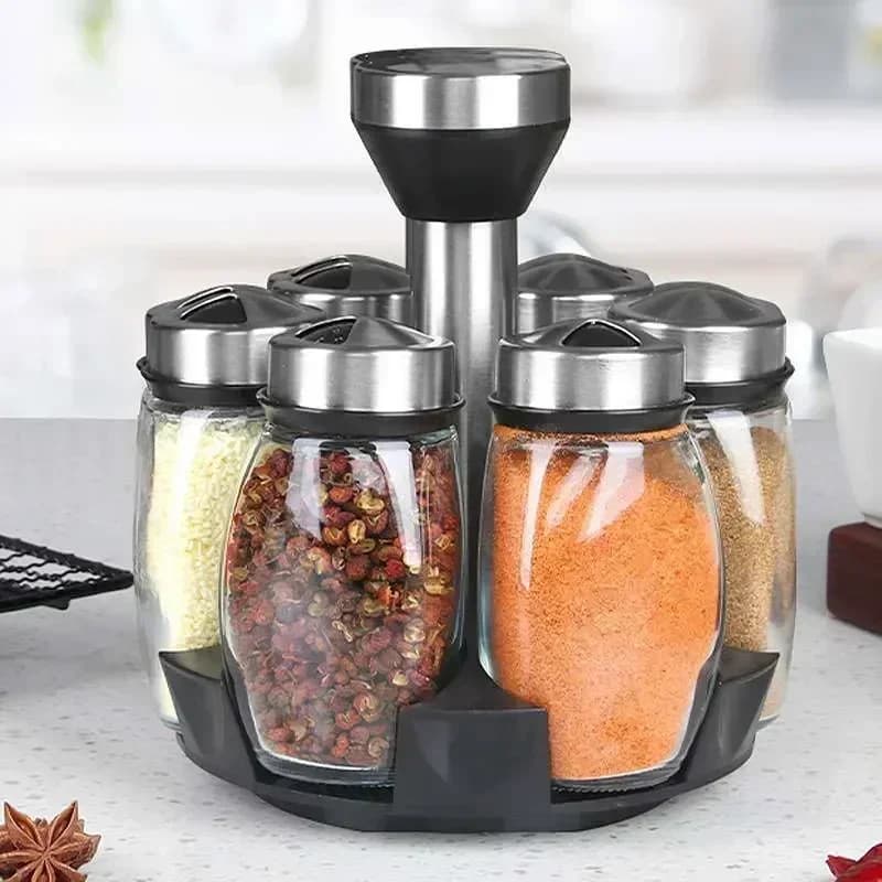 Hũ Thủy Tinh Đựng Gia Vị Tiêu Đường Kèm Giá Đỡ Tiện Lợi Cho Nhà Bếp MỚI