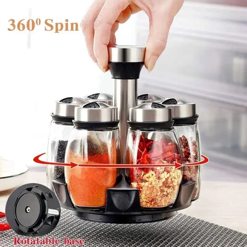 Hũ Thủy Tinh Đựng Gia Vị Tiêu Đường Kèm Giá Đỡ Tiện Lợi Cho Nhà Bếp MỚI