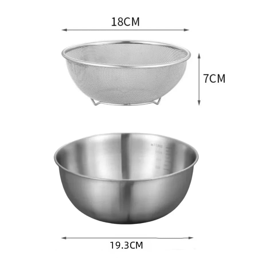 Bộ thau trộn inox có vạch chia dung tích cho làm bánh, nấu nướng và bảo quản thực phẩm nhà bếp