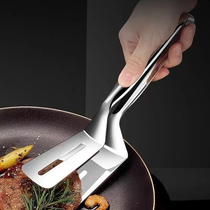 Kẹp Gắp Bít Tết Bằng Thép Không Gỉ 2 Mặt Đa Năng Cho Cá, Thịt, Pizza (1/2/4 Cái)