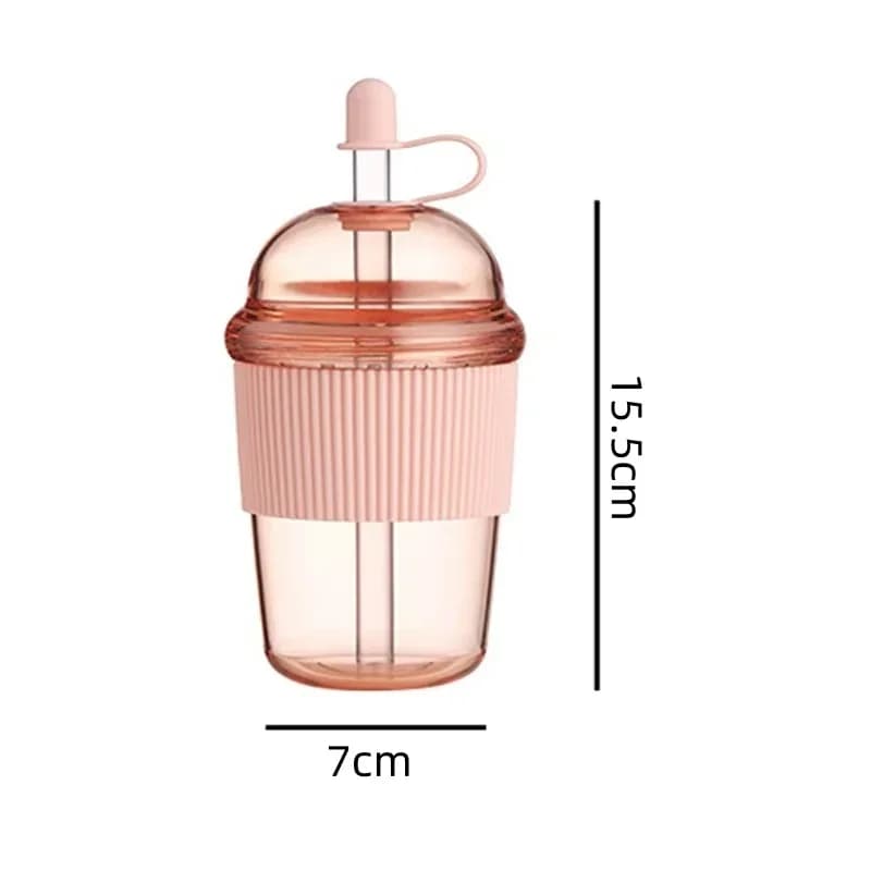 Cốc Nhựa Có Ống Hút Bật 430ml Phong Cách Ins Đựng Trà, Cà Phê Chịu Nhiệt