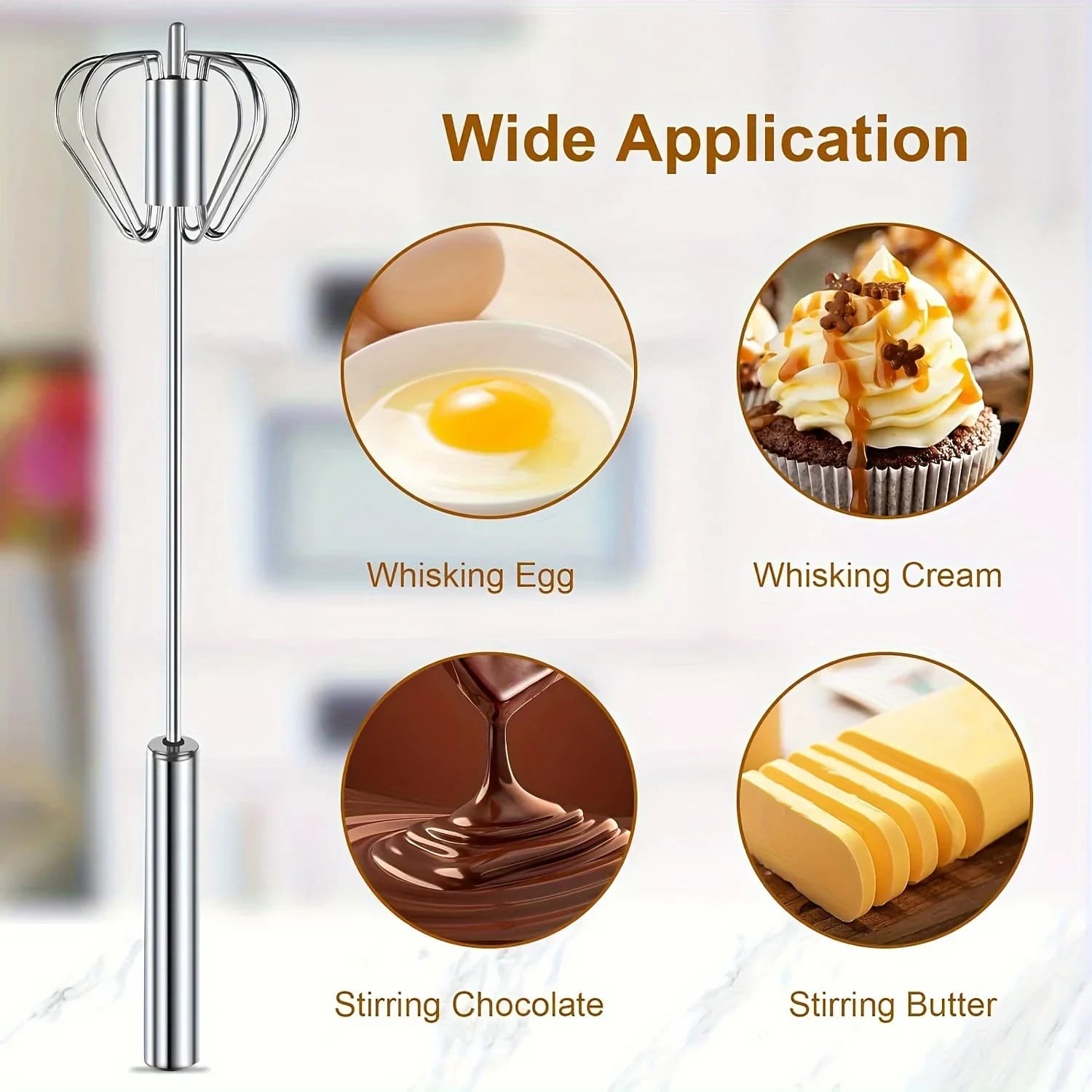 Cây Đánh Trứng Bán Tự Động Bằng Inox Tiện Lợi Bền Đẹp Dùng Cho Làm Bánh Nhà Bếp