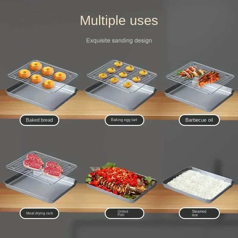 Khay nướng inox kèm giá lưới đa năng cho lò nướng BBQ bánh ngọt
