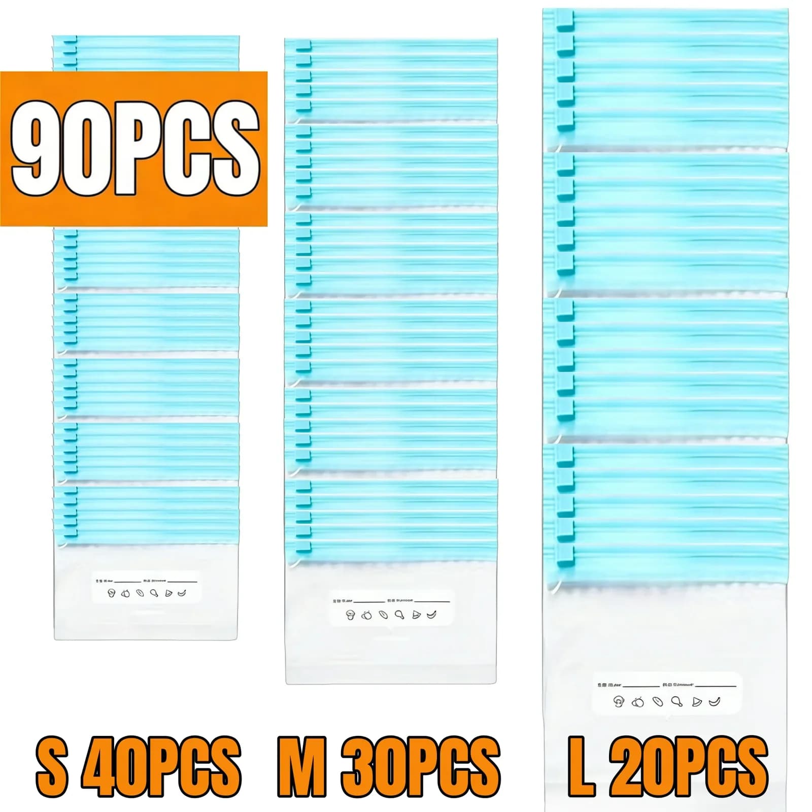 Set 10-90 túi zip bảo quản thực phẩm tươi sống chống rò rỉ trữ đông rau củ quả hạt thịt