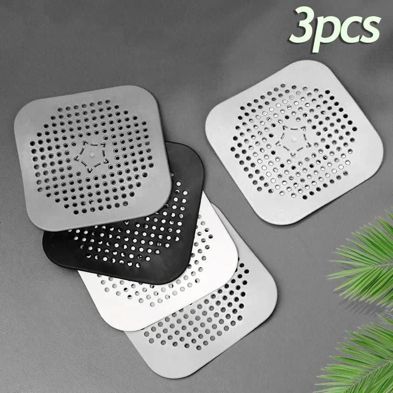 Bộ 3 Miếng Lọc Rác Chặn Tóc Silicone Chống Tắc Bồn Rửa Chén Bồn Tắm Sàn Nhà Vệ Sinh