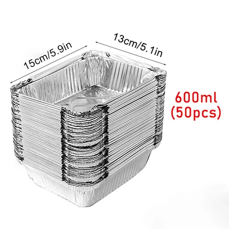 Set 50 khay giấy bạc nướng dùng một lần nhiều kích cỡ nướng, hâm nóng và trữ thực phẩm