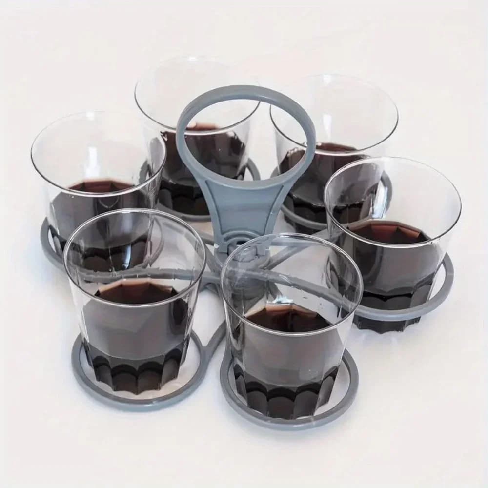 Khay đựng đồ uống 6 ngăn gấp gọn kèm quai xách mang đi dã ngoại tiện lợi (1/2 cái)