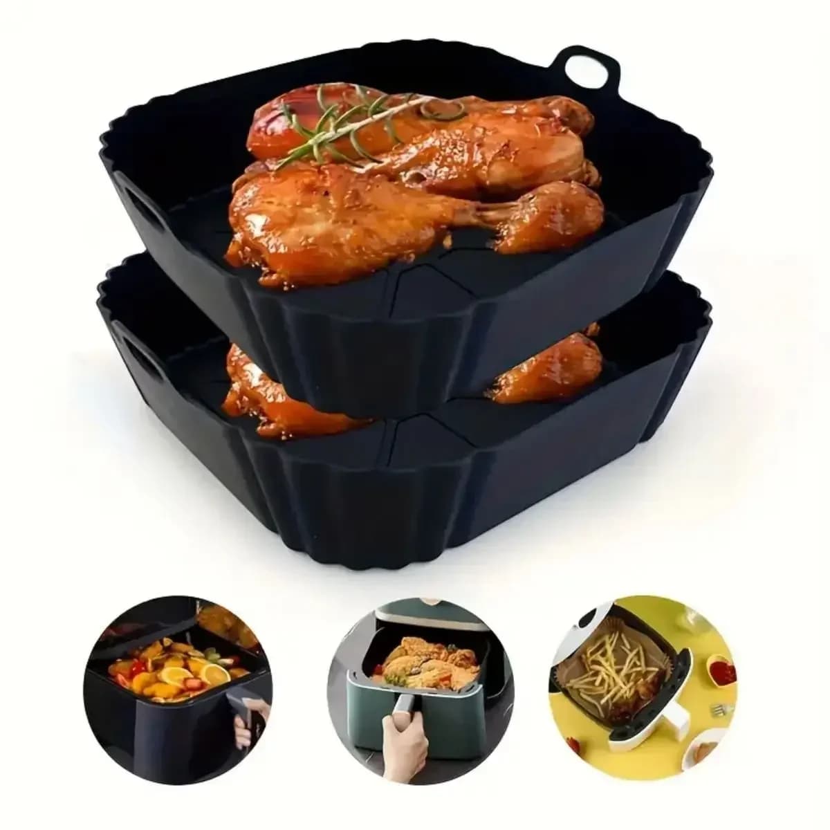 Khay nướng silicone cho nồi chiên không dầu chống dính chịu nhiệt tái sử dụng