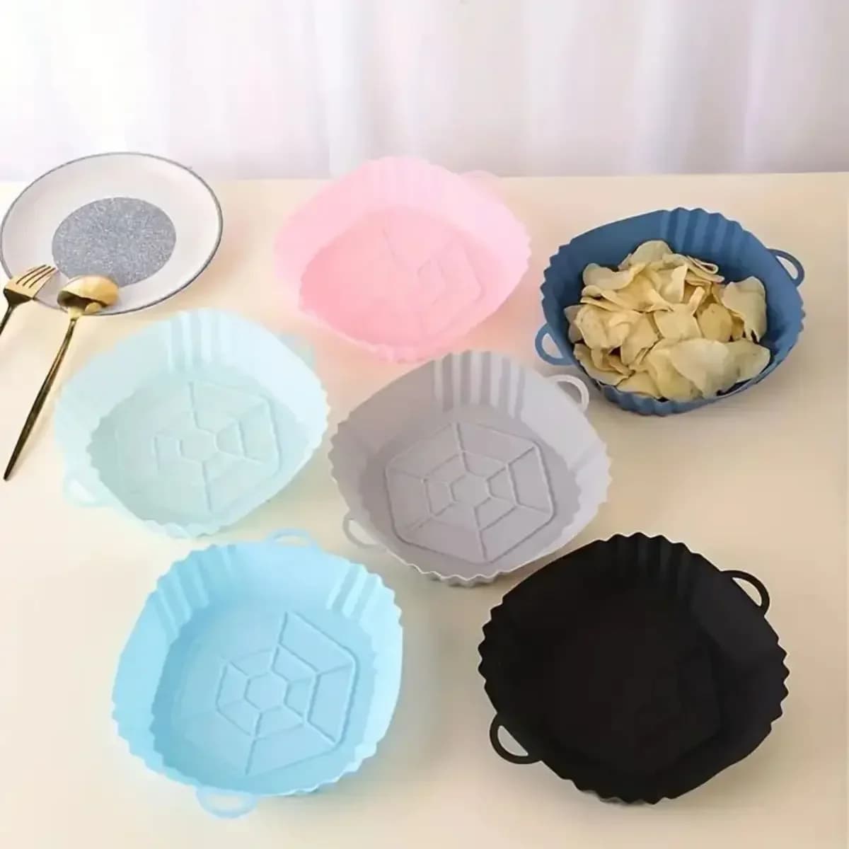 Khay nướng silicone cho nồi chiên không dầu chống dính chịu nhiệt tái sử dụng