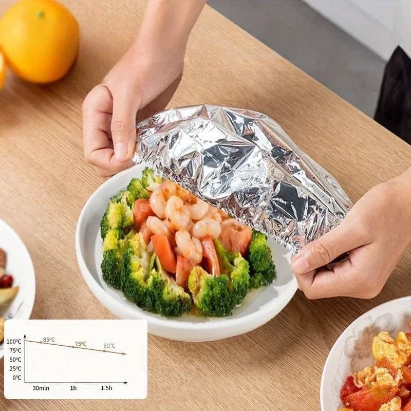 Set 10/100 Màng Bọc Giấy Bạc Bọc Bát Đĩa Cách Nhiệt Giữ Ấm Thực Phẩm Tiện Lợi