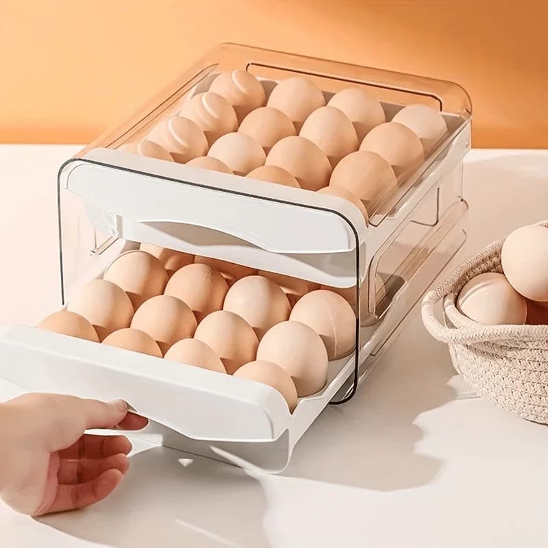 Hộp Đựng Trứng Tủ Lạnh 2 Tầng Dạng Ngăn Kéo Dung Tích Lớn Tiện Lợi
