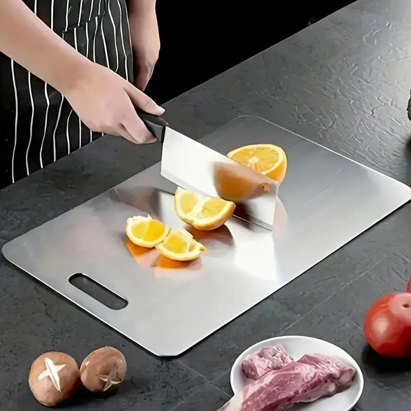 Bộ 2 Thớt Inox Cao Cấp Chống Trượt Cắt Thịt & Rau Củ | Không Chứa BPA & Chống Rỉ Sét