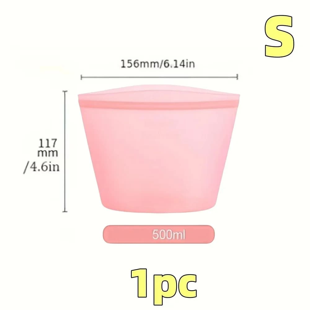 Set 1/3 Túi Silicon Đựng Thực Phẩm Ziplock Chống Rò Rỉ Bảo Quản Tủ Lạnh