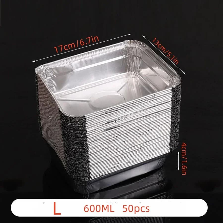 Set 50 khay giấy bạc nướng dùng một lần nhiều kích cỡ nướng, hâm nóng và trữ thực phẩm