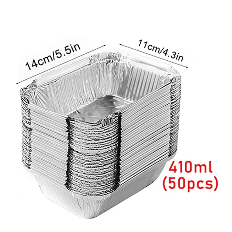 Set 50 khay giấy bạc nướng dùng một lần nhiều kích cỡ nướng, hâm nóng và trữ thực phẩm