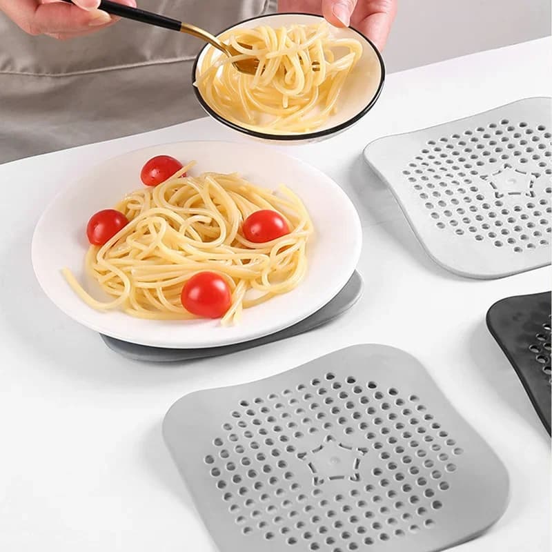Bộ 3 Miếng Lọc Rác Chặn Tóc Silicone Chống Tắc Bồn Rửa Chén Bồn Tắm Sàn Nhà Vệ Sinh